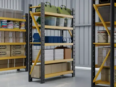 Industrial Warehouse Storage Shelving Set Low-poly 3D model