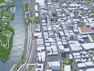 Memphis Downtown Tennessee USA Low-poly 3D model