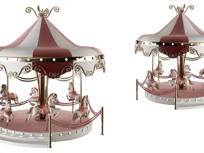 Carousel with horses 3D model