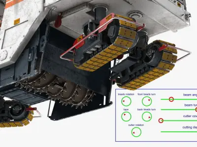 Wirtgen W2000 Asphalt Milling Machine Dirty Rigged 3D model