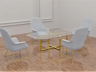  Glass Table Sofa Floor 3d model 3D model