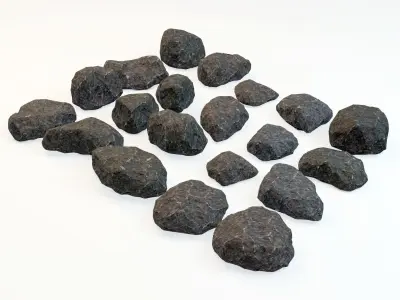 20 Rocks Low-Poly - Realistic Stone Boulder 3D Models Collection Low-poly 3D model