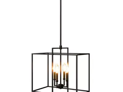 Noa 4-Light Pendant Matte Black with Aged Brass Free 3D model