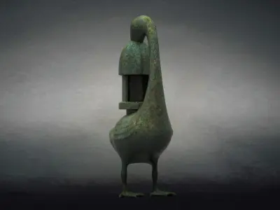 Turtle cultural relics crane model ancient bronze Lanter 3D model