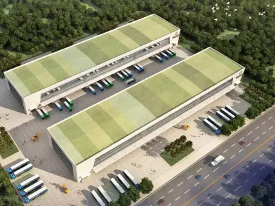 Modern Logistics Park with Cross-Dock Warehouses 3D model