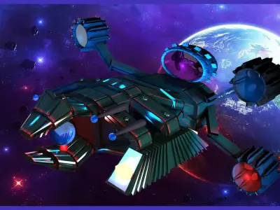 Sci-Fi SpaceShip  Low-poly 3D model