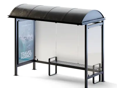 Bus Stop Low-poly 3D model