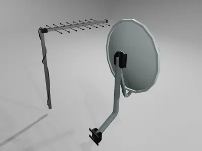 Antenna - TV - Satellite - Antena Low-poly 3D model
