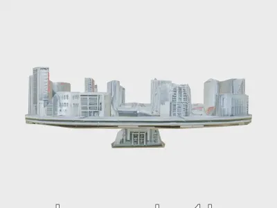 Futuristic Cyberpunk City District Model Low-poly 3D model