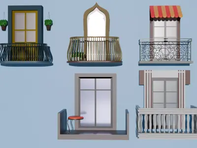 window assets Low-poly 3D model