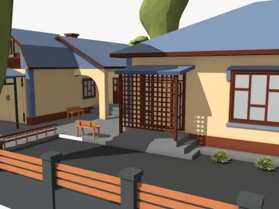 Cartoon Village House Low-poly 3D model