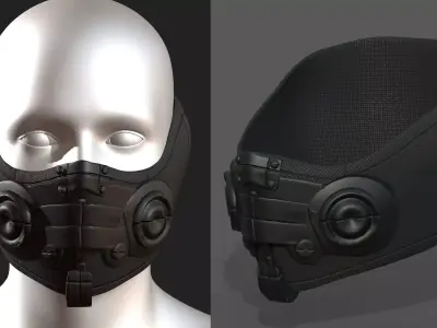 Gas mask respirator scifi futuristic 3d  Low-poly 3D model