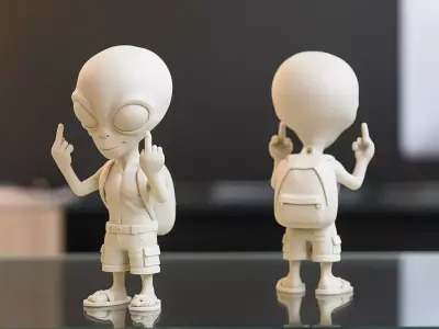 Funny Alien Figure   Middle Finger Alien Statue    3D print model