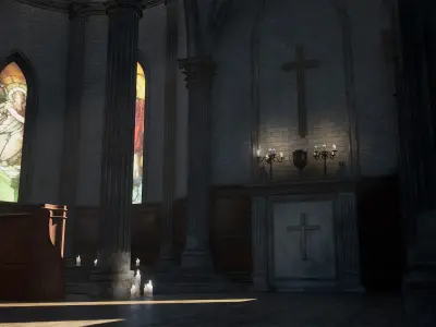 Church Interior Low-poly 3D model buy