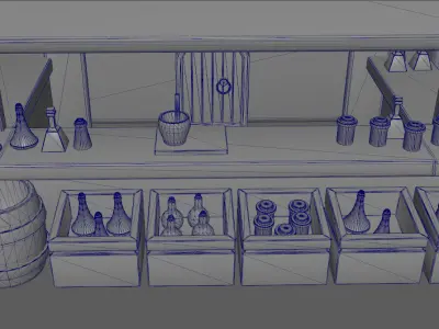 Stylish Magician Alchemists Cabin Low-poly 3D model