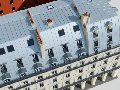 Paris City Building Rivoli Low-poly 3D model