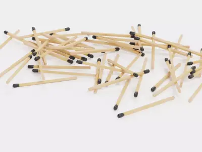 Pile of Safety Matches - Realistic Scattered Sticks 3D model