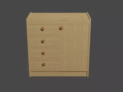Clothing cabinet with 4 drawers and a door 3D model