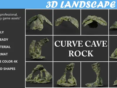 Low poly Mossy Curve Dome Cave Low-poly 3D model