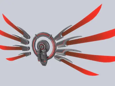 Sci fi wings Low-poly 3D model