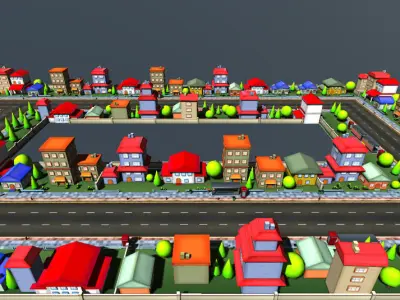 Cartoon city four Low-poly 3D model