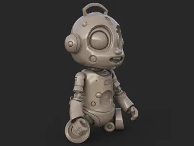 Cute Robot Child Clay Low-poly 3D model