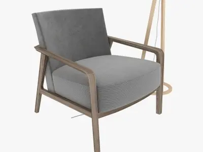 Riva 1920 noble armchair and Jackson Floor Lamp by Crate and Bar 3D model