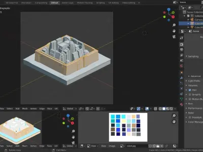 Sci-fi isometric city SET Low-poly 3D model
