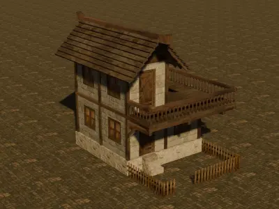 Medieval house seven 20 Low-poly 3D model