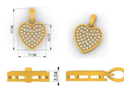 Heart Diamond Pendant 3D print model