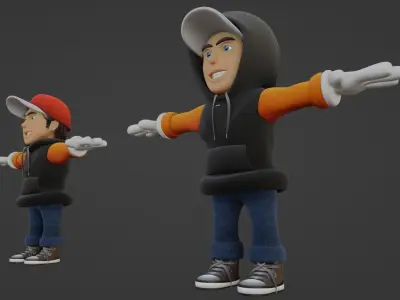 Cartoon Hoodie Character Not Rigged 3D model