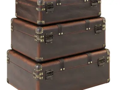 Vintage Suitcase Boxes 3D model