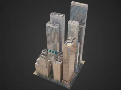 Realistic City District H2-C8 MAYA Low-poly 3D model