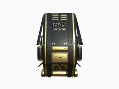 SciFi Backpack F03 Black Gold - Fashion Character Design Low-poly 3D model