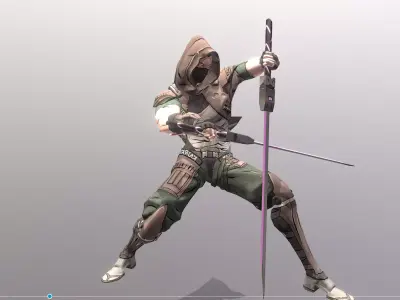 Scifi Warrior Double Slash Sword fbx png 3D model