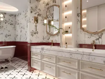 French style bathroom 3D model 3D model