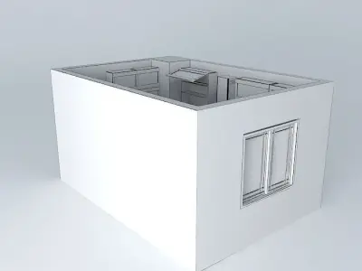 Kitchen room with door Free 3D model