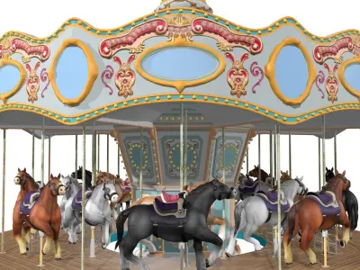 Carousel Rigged Low-poly 3D model