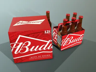 Beer Budweiser Low-poly 3D model