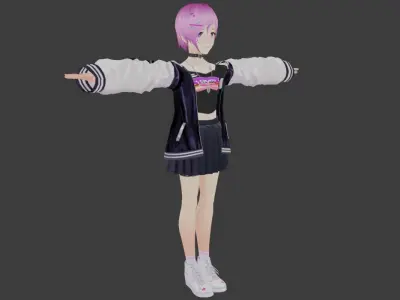SciFi 3d anime kawaii girl character c19 Low-poly 3D model