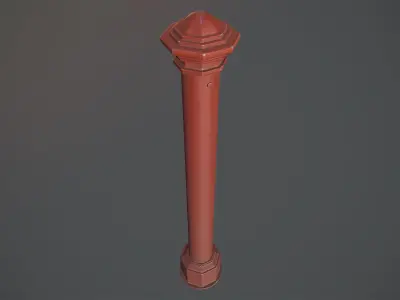 Barrier Bollard pack 3 Red v1 Low-poly 3D model