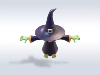 Adorable Witch Halloween Character 3D model