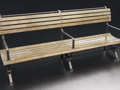 Vintage Iron and Wood Park Bench Low-poly 3D model