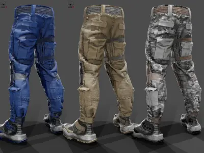 Tactical pants Low-poly 3D model