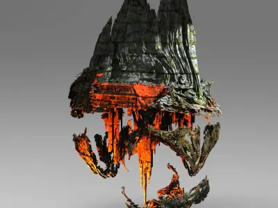 Fantasy underworld Mountain castle  3D model