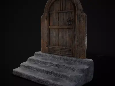 Rustic Hearth Door Low-poly 3D model
