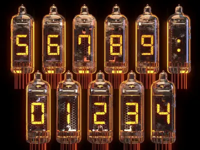 A Nixie tube or cold cathode display 3D model