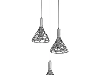 velante-243-026-03 three light pendant hanging from ceiling 3D model