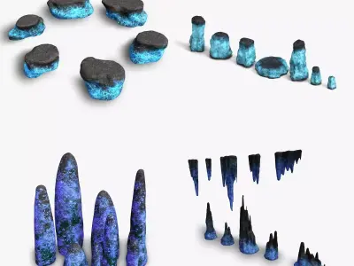 Magical Rocks Combo Low-poly 3D model