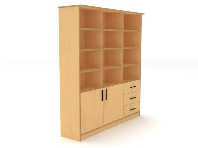 bookshelf 3 cover2 drawer3 plywood Low-poly 3D model